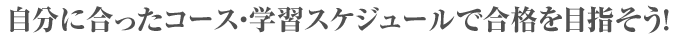 自分に合ったコース・学習スケジュールで合格を目指そう!